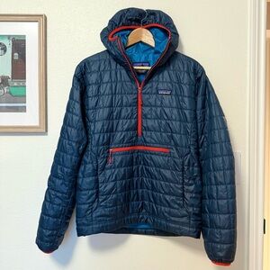[sold] Patagonia Men’s Nano Puff Bivy Pullover Anorak Hoodie in Navy Blue